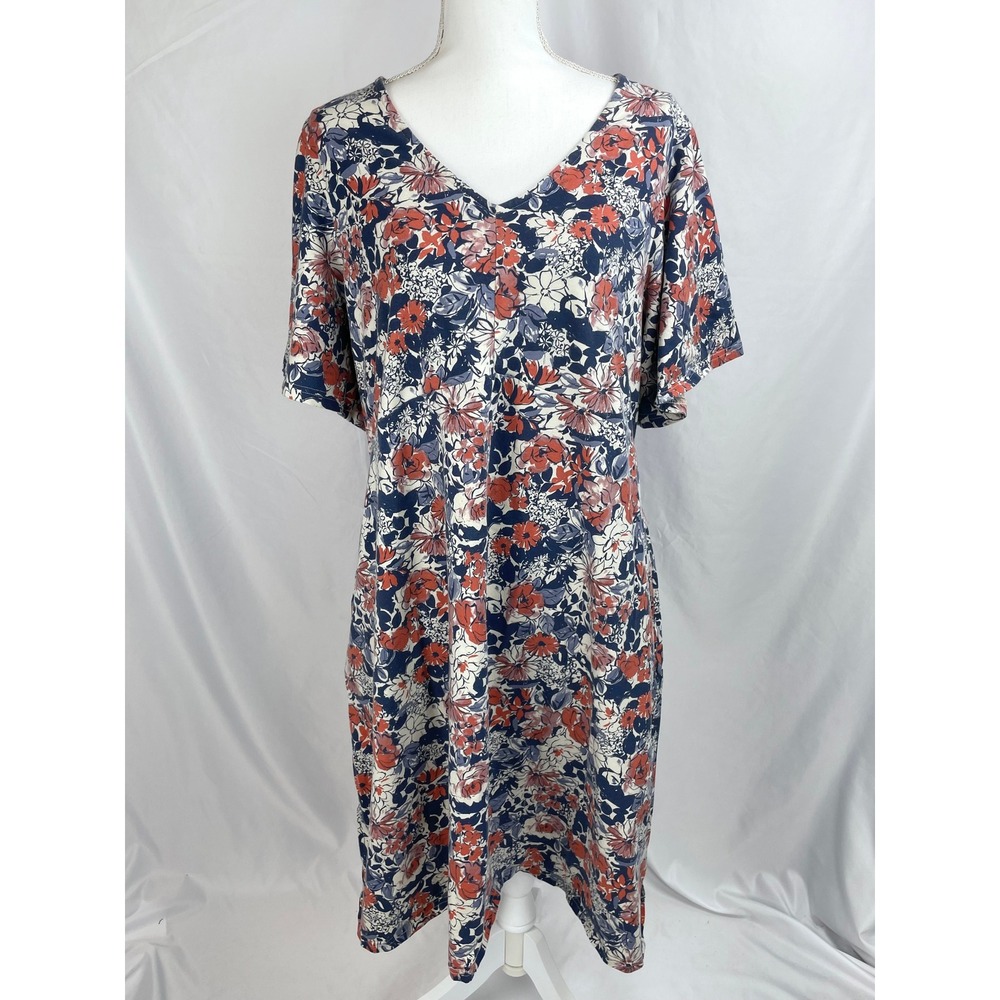 Pact Fit & Flare Easy Dress Women 3XL Short Sleeves Autumn Cosmos